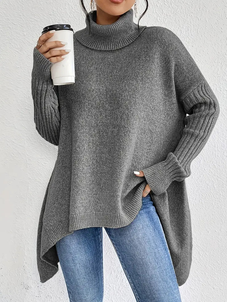 LAORA – LÄSSIGER PULLOVER MIT LANGEN ÄRMELN UND HOHEM KRAGEN
