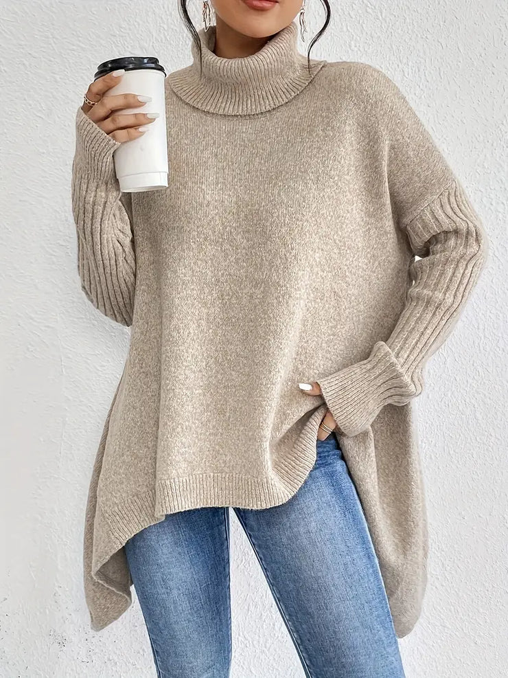 LAORA – LÄSSIGER PULLOVER MIT LANGEN ÄRMELN UND HOHEM KRAGEN