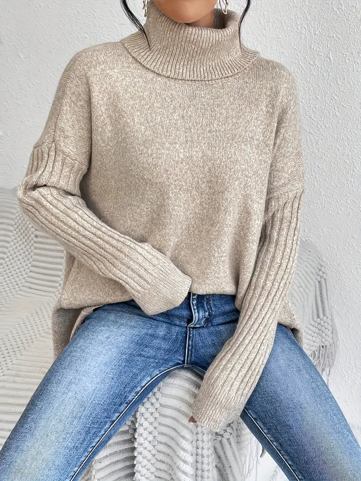 LAORA – LÄSSIGER PULLOVER MIT LANGEN ÄRMELN UND HOHEM KRAGEN