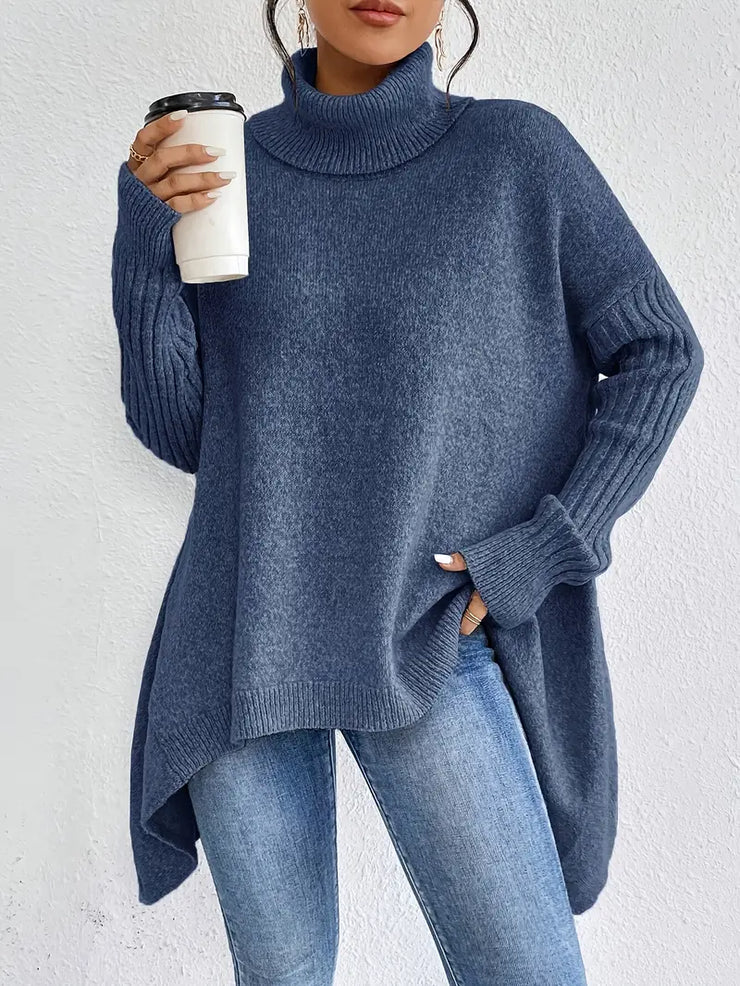LAORA – LÄSSIGER PULLOVER MIT LANGEN ÄRMELN UND HOHEM KRAGEN